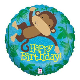Foil Round Happy Birthday Monkey Balloon | Betallic