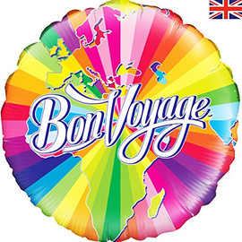 Foil Round Bon Voyage Colourful World Balloon | Oaktree