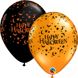 Latex  Printed Halloween Moons & Stars Balloons | Qualatex
