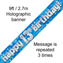 Happy 13th Birthday Blue Holographic Banner | Oaktree
