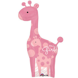 Foil Supershape It's A Girl! Giraffe Pink Balloon | Anagram