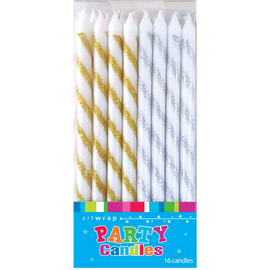Gold & Silver Stripe Party Candles | Artwrap