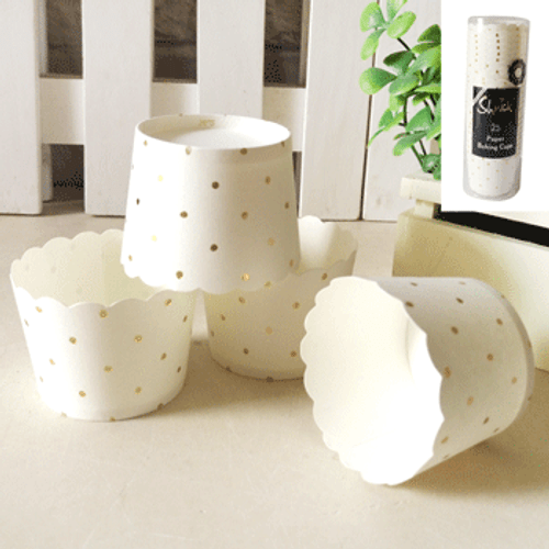 Baking Paper Cups White with Gold Spots | Shmick Baking Paper Cups White with Gold Spots | Shmick