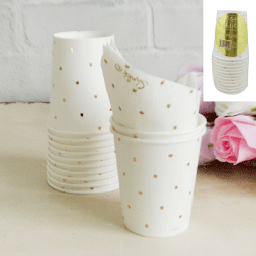 Cups Paper White with Gold Spots | Shmick Cups Paper White with Gold Spots | Shmick