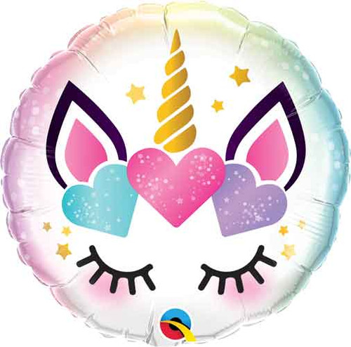 Foil Round Unicorn Eyelashes Balloon | Qualatex Foil Round Unicorn Eyelashes Balloon | Qualatex