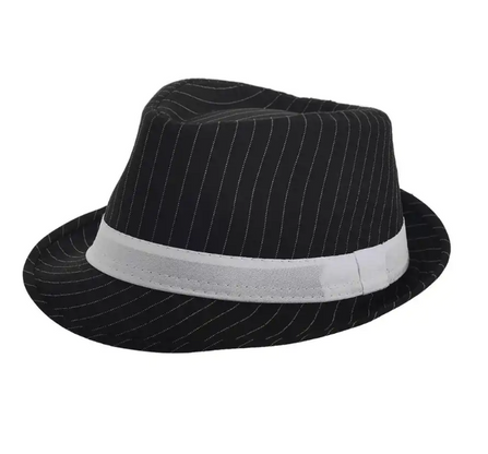 Silver Fever Stripped Panama Fedora Hat for Men or Women Blue black belt