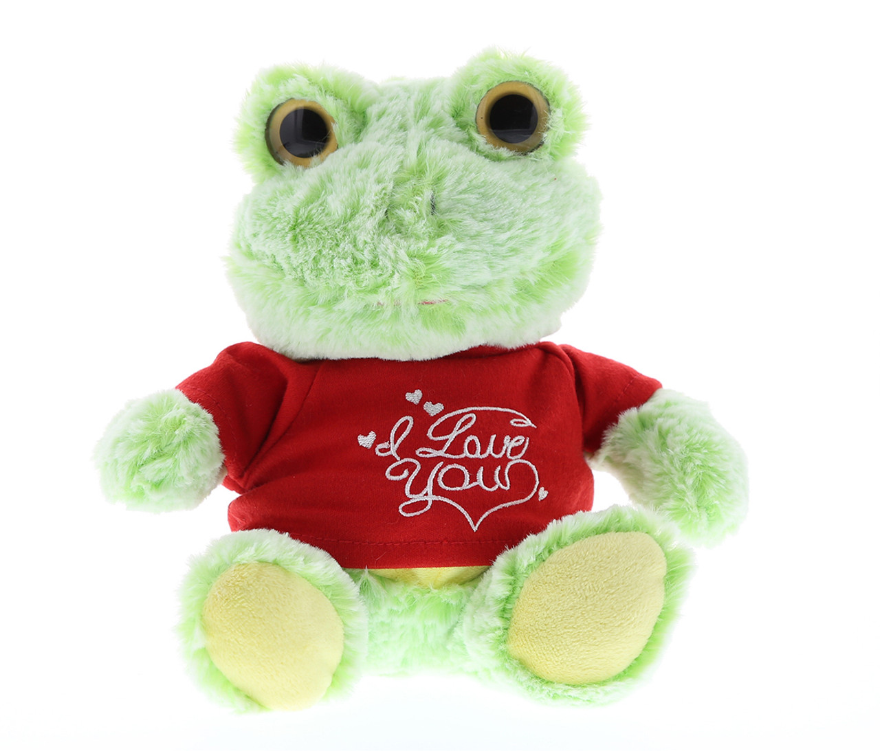 Dollibu Sitting Frog I Love You Shirt Valentines Plush Super Soft Plush