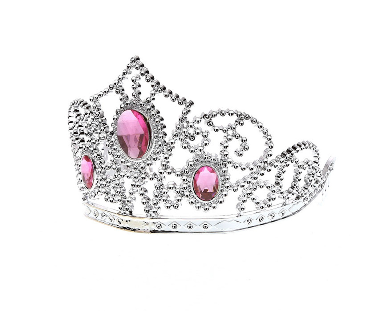 Costume Accessory Girls Silver Pink Rhinestone Tiara