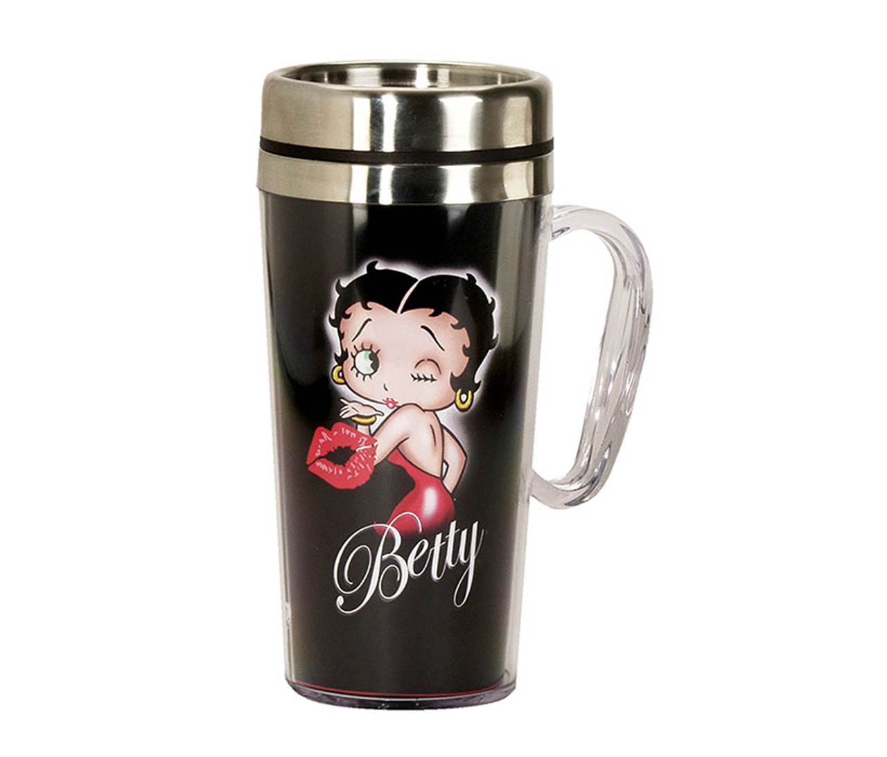 Novelty Drinkware Spoontiques Betty Boop 16oz Hot Insulated Travel Mug with  Handle