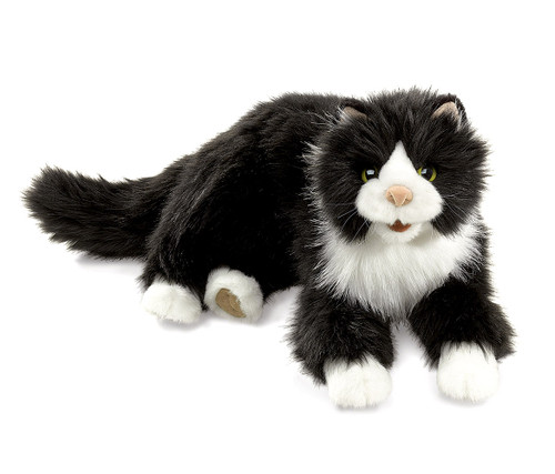 Plush Collectibles Folkmanis Black and White Tuxedo Cat Hand Puppet