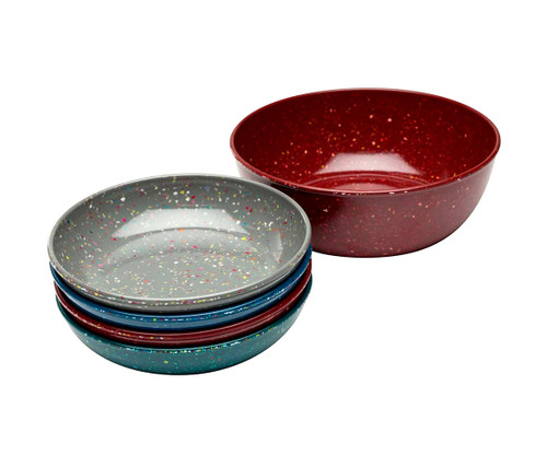 Zak Designs Assorted Red Confetti Recycled Plastic Mixing Bowls (4pc Set)  Kitchen Prep