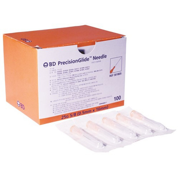 BD PrecisionGlide Needle 25g 5/8 (0.5mm x 16mm) (100 pack)