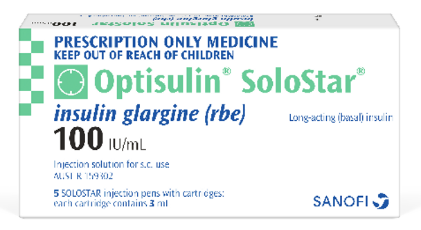 Optisulin (Insulin Glargine) 100IU/mL 3mL x 5 SOLOSTAR PEN