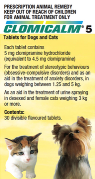 Clomicalm generic Clomipramine 5mg 30 Tablets - Pet Care Pharmacy