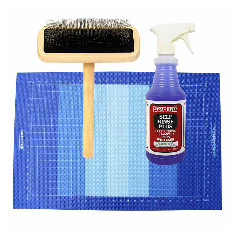 Chris Christensen Show Dog System Bundle with Karben Slicker Brush, Pro Line Self Rinse Plus Whitener, and Symmetry Mats