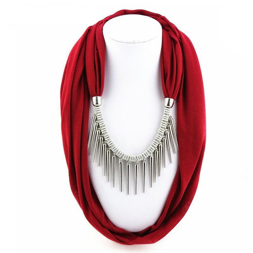 New Arrival Women Fashion Garment Accessory Punk Style Rivet Pendant Necklace Scarf Jewelry Charms Scarves Solid Color