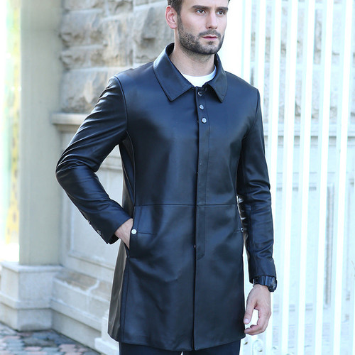 Spirng Men's REAL Leather Jackets Real Sheepskin Black Male Genuine Leather Jacket For Men