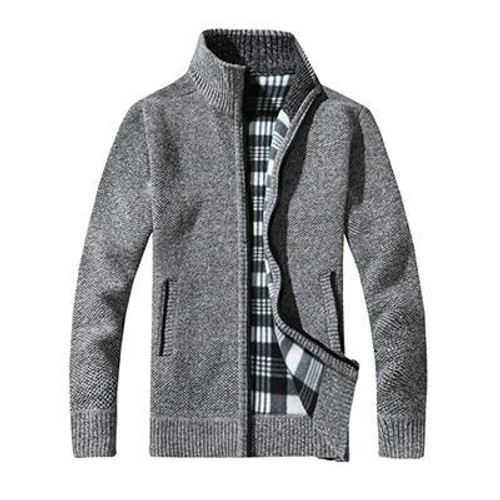 Men Jacket Thick Velvet  knitting Jacket Mens Winter Padded Knitted Casual Sweater Cardigan Coat Spring