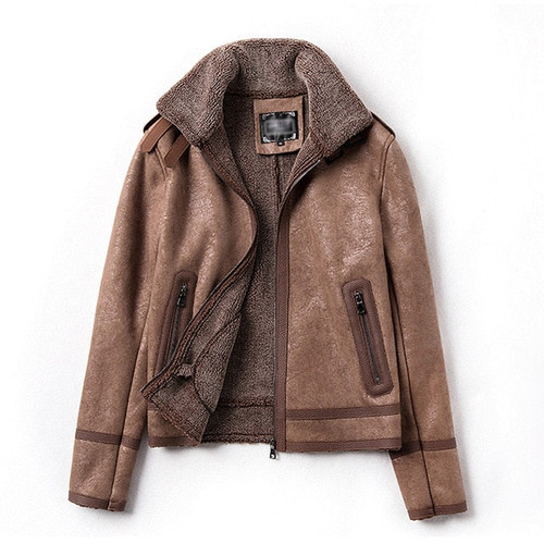 Autumn Winter Suede Jacket Men Thick Warm Motocycle Biker Short Coats Top Casual Loose Fit Fleece