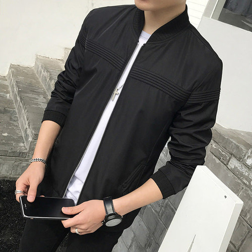 New Spring Casual Bomber Jacket Men Solid Fashion Patchwork Stand Collar Men's Jackets and Coats Male Zipper