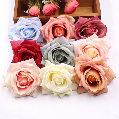 4Pcs 10cm Lifelike Nonwoven Artificial Rose Bouquets For DIY wreath Gift Box Scrapbooking Fake flowers Para Wedding decorations