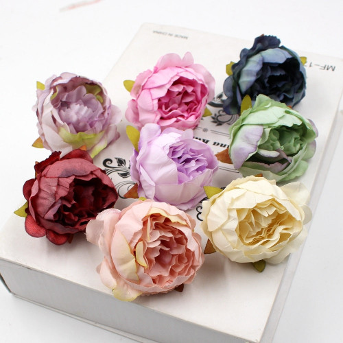 5pcs/lot 5cm High Quality Peony Flower Head Silk Artificial Flower Wedding Decoration DIY Garland Craft Flower