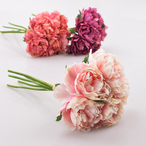 Artificial Flower Hydrangea 5 Heads Peony Bridal Bouquet Silk Flower For wedding Valentine's Day Party home DIY Decoration