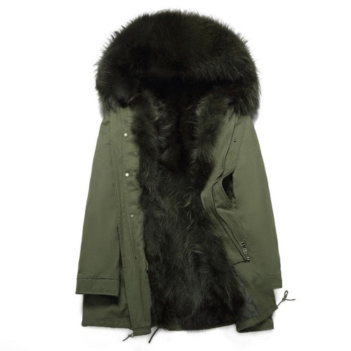 Winter Jackets Mens Real Fur Coat Men Racoon Fur Liner Warm Jacket Parkas
