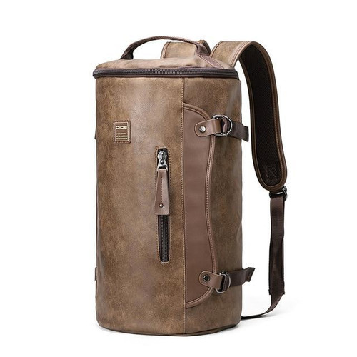 New Leather Laptop Backpacks For Male Mochila Vintage Casual Travel backpack Bag Preppy Schoolbag Cylindrical Design