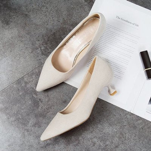 Autumn Low Kitten Heel Pumps Shoes Classic Stiletto Heels Pointed Toe Women New Office Work Pumps