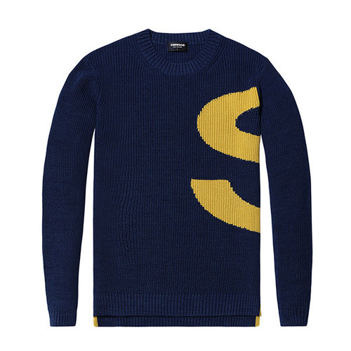 Winter Sweater Men Knitted Pullovers Men Contrast Color Letter