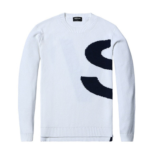 Winter Sweater Men Knitted Pullovers Men Contrast Color Letter