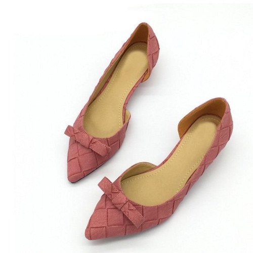 Women Bowtie Pumps Spring Autumn Slip-On Woman D'Orsay Low Heel Pumps Shoes Ladies Spike Heels Single Shoes