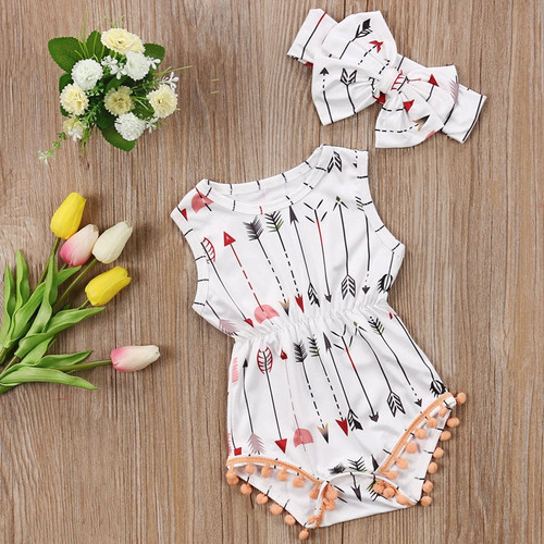 Summer Children Clothing Cute New Style Baby Girls Clothes Sets Baby Girls Arrow Cotton Outfit Clothes