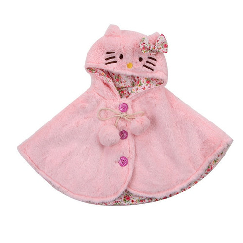 Lovely Baby Girls clothes  Cat Hooded Cloak Poncho Jacket Outwear Kids Warm Coat Clothes