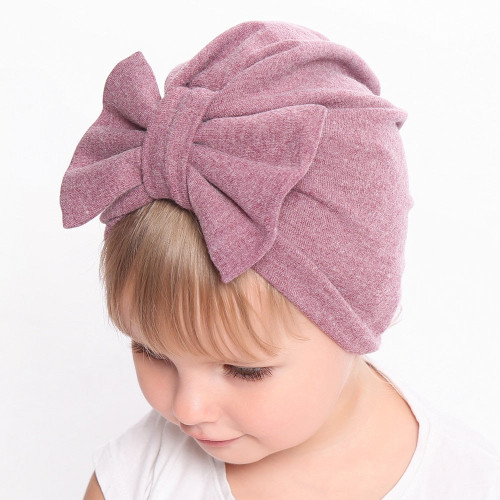 New Autumn winter Newborn cute bowknot Elastic turban Headband hat kids girls hair bands Accessories Bandanas Headwrap Headdress