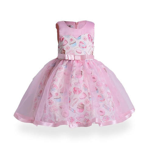 Kids Dress Summer Mesh Sleeveless Bow Sundress Cute Candy Ice cream Baby Girls Ball Gown Dresses Children Clothes Christmas