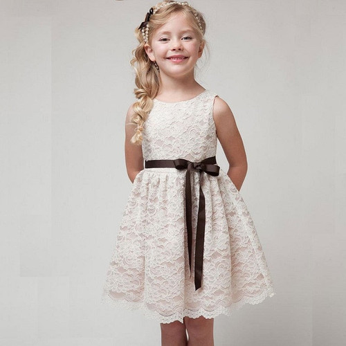 Kids Girl Ball Gown Dress NEW White Toddler Girl Summer Lace Dress 6 7 8 Year Princess Birthday Party Dress Children Clothing
