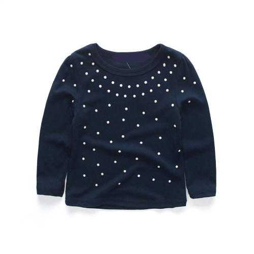 Girls Clohting Sets Children's Pearl T-shirt + Polka Dot Skirt 2pcs Suits Kids Long Sleeve Clothes