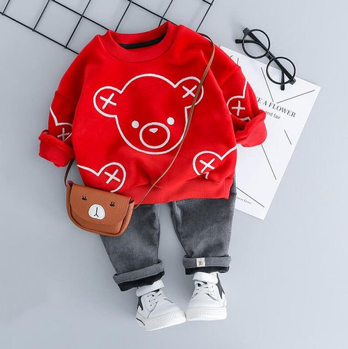 Baby Girl Boy Clothing Sets Autumn Winter Plush Infant Clothes Suits Cartoon Children Kids Casual Coatume