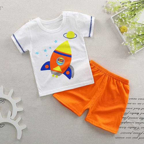 Boys Clothes New Toddler Boys Clothing Children Summer Girls Clothes Cartoon Kids Girl Clothing Set T-shit + Pants 100% Cotton