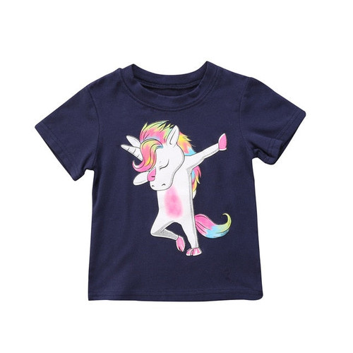 Unicorn Toddler Kids Baby Boys Girls Clothes Cartoon Cotton Short Sleeve Tees Tops T-shirt Clothes 1-6T