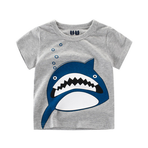 Summer Tops for Kids T Shirts Boys Girls T-shirts Shark Printed Cartoon Shirt Children Clothing tshirts Tees DX-CZX33