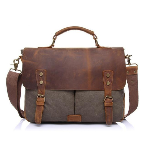 New Fashion Men's Vintage Handbag Genuine Leather Shoulder Bag Messenger Laptop Briefcase Satchel Bag Fit 14 inch Laptop