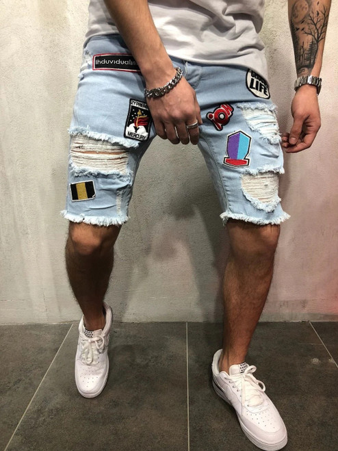 Denim Shorts Men Hole Casual Shorts New Fashion Leisure Mens Ripped Short Jeans Male Clothing Summer Cotton Shorts Breathable