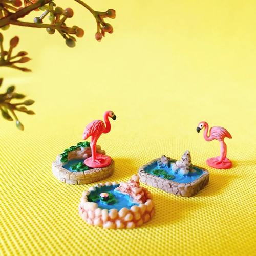 3pcs cute pond/1 pcs flamingo/pool/miniatures figurine/fairy garden gnome/terrarium home table decoration/crafts/diy supplies