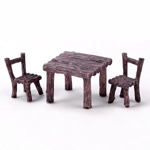 3pcs/Set Table Chair Resin Craft Micro Landscape Ornament Fairy Garden Miniature Terrarium Figurine Bonsai Decoration