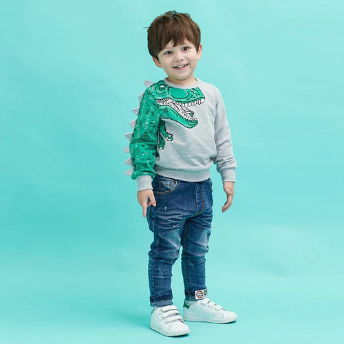 Spring Baby Boy Clothes Cotton Long Sleeve Dinosaur Style Pullover Coat+pants 2pcs Children Boy Tracksuit Clothing set 2-8Y