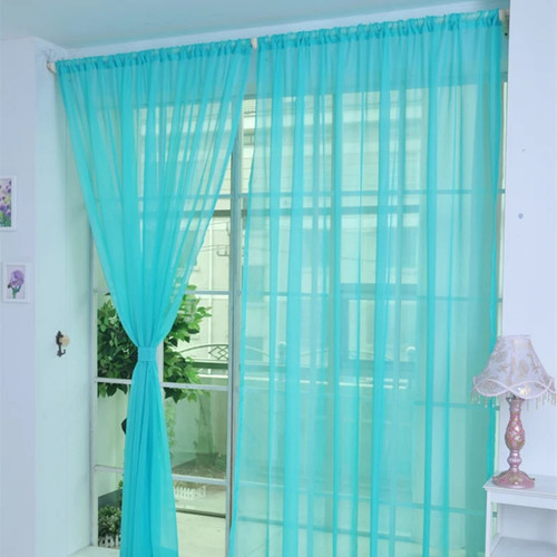 1pcs Hot Rainbow Solid Voile Door Window Curtains Drape Panel Sheer Tulle For Home Decor Living Room Bedroom Kitchen