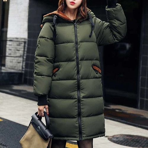 Winter padded coat women long parka jacket long sleeves outwears overcoat Hooded camouflage coat